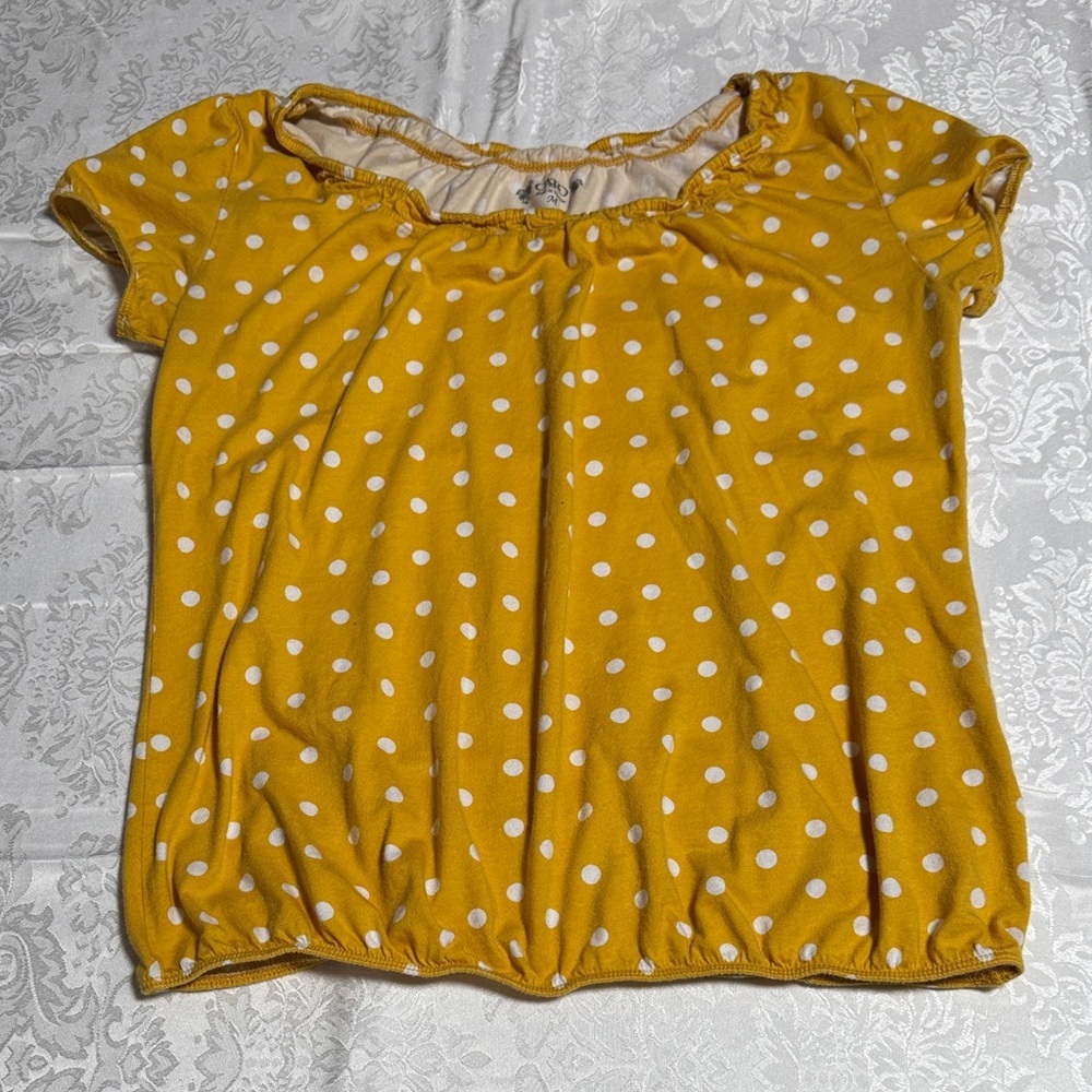 Cato Mustard Polka Dot Short Sleeve Top Size M